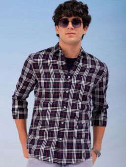 The Indian Garage Co - Men Navy Blue Cotton Slim Fit Shirt