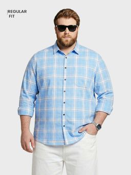 The Indian Garage Co - Men Blue Cotton Blend Regular Fit Shirt