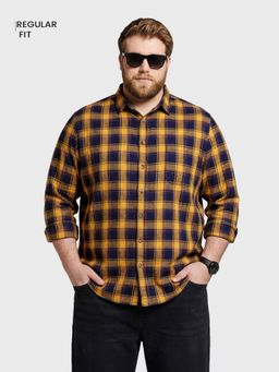 The Indian Garage Co - Men Mustard Cotton Blend Regular Fit Shirt