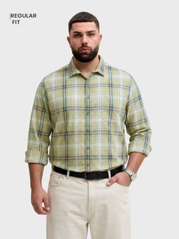 The Indian Garage Co - Men Green Cotton Blend Regular Fit Shirt