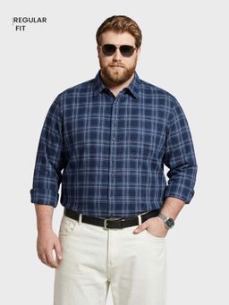 The Indian Garage Co - Men Blue Cotton Blend Regular Fit Shirt