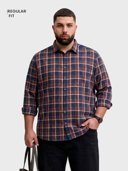 The Indian Garage Co - Men Blue Cotton Blend Regular Fit Shirt