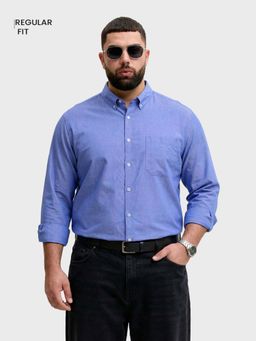 The Indian Garage Co - Men Blue Cotton Regular Fit Shirt