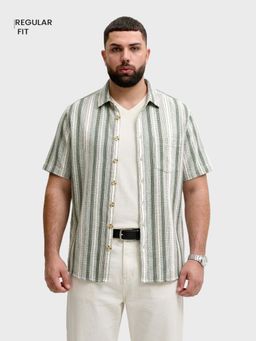 The Indian Garage Co - Men Cream Cotton Blend Regular Fit Shirt