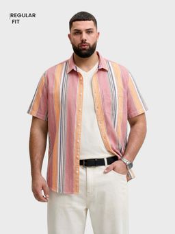 The Indian Garage Co - Men Pink Cotton Blend Regular Fit Shirt