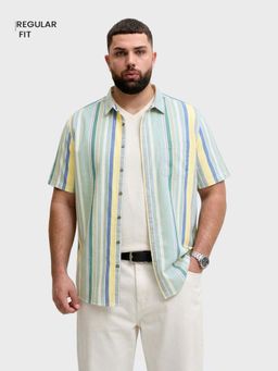 The Indian Garage Co - Men Green Cotton Blend Regular Fit Shirt