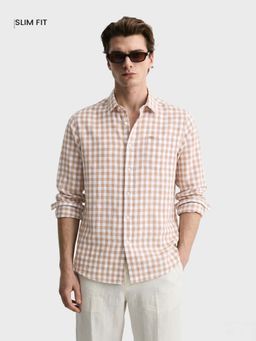 The Indian Garage Co - Men Beige Cotton Blend Slim Fit Shirt