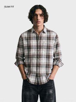 The Indian Garage Co - Men Brown Cotton Slim Fit Shirt