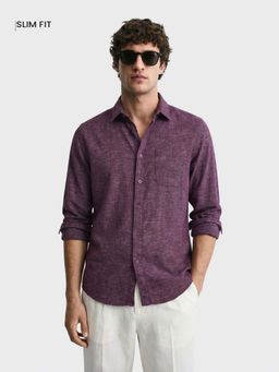 The Indian Garage Co - Men Purple Cotton Blend Slim Fit Shirt