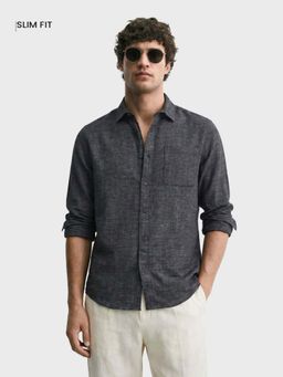The Indian Garage Co - Men Black Cotton Blend Slim Fit Shirt