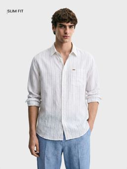 The Indian Garage Co - Men White Cotton Blend Regular Fit Shirt