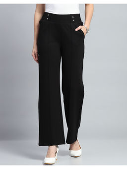 Monte Carlo - Womens Black Solid Trouser