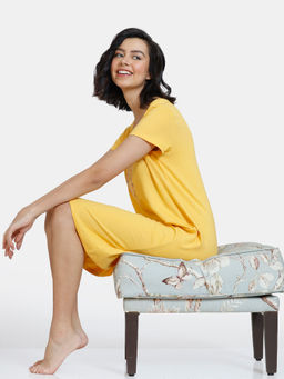 Zivame - Harry Potter Knit Cotton Knee length Nightdress - Citrus
