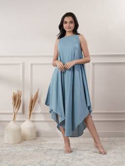 Jhambthread - Women Blue Dress