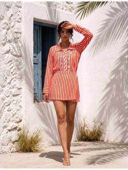 NAUTANKY INDIA - Rainbow Roll Red Striped Co-Ord Set