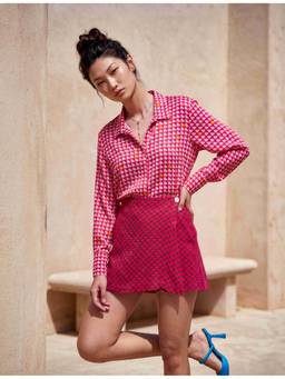 NAUTANKY INDIA - Cherry Printed Check Co-Ord Set