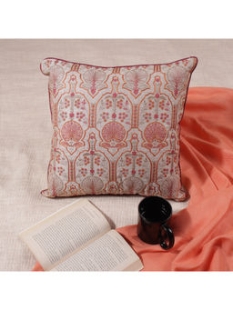 Khaabka - Silkroute Meditteranean Floral Embroidered Cushion Cover (Pink, Pack of 2) (16x16 Inches)