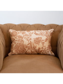 Khaabka - Banjara Floral Embroidered Chanderi Silk Cushion Cover (Beige, Pack of 2) (12x18 inches)