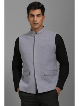 Louis Philippe - Men Grey Solid Nehru Jacket