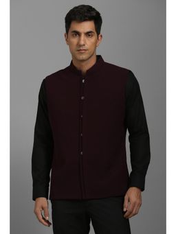 Louis Philippe - Men Maroon Solid Nehru Jacket