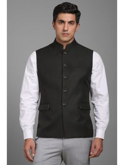 Louis Philippe - Men Black Solid Nehru Jacket