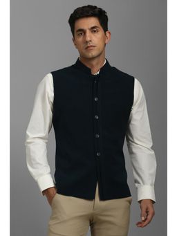 Louis Philippe - Men Green Solid Slim Fit Nehru Jacket