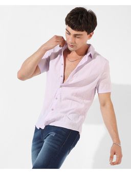 Campus Sutra - Men Textured Stylish Casual Shirts - Purple