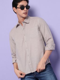 Campus Sutra - Men Solid Design Stylish Casual Shirts - Grey