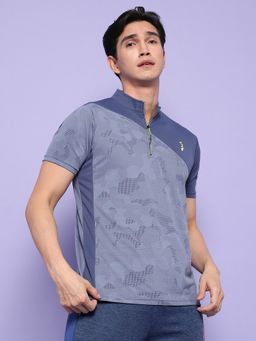 Campus Sutra - Men Stylish Mandarian Neck Sports T-Shirts - Multi-color