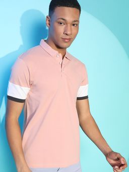 Campus Sutra - Men Stylish Casual Polo T-Shirts - Peach