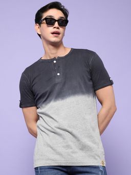 Campus Sutra - Ombre Men Henley Neck Stylish New Trends Casual T-Shirts - Multi-color
