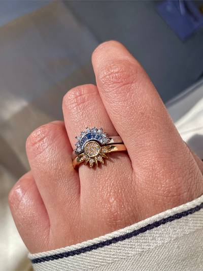 Gold & Silver Tone Gold Plated Couple Rings Set of 2 for Men And Women