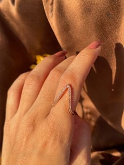 ISHKAARA - Rose Gold Plated American Diamond Stone Studded Finger Ring