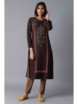 W - Brown Printed Kurta