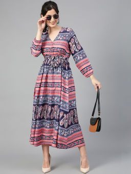 KOTTY - Women Printed Fit Flared Multicolour Dress
