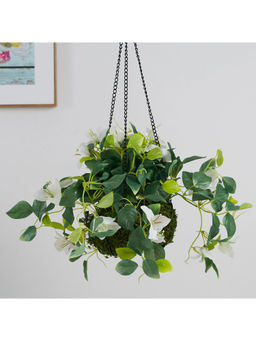 HomeTown - Ilana Faux Hanging Bougainvillea with Pot 54 Cm in White Colour