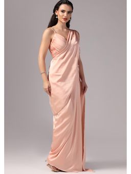 Sunanta Madaan - Peach Indo Western Saree with Stitched Blouse