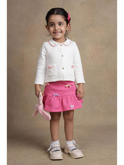 One Friday - Baby Girls Pink Quilted Top with Skirt