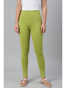W - Light Green Solid Knitted Women's Leggings