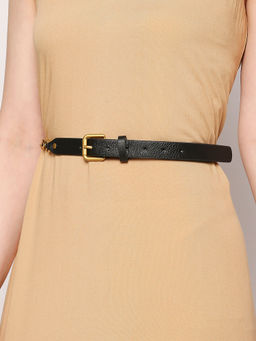Twenty Dresses by Nykaa Fashion - Black Solid Half and Half Chain Link Belt