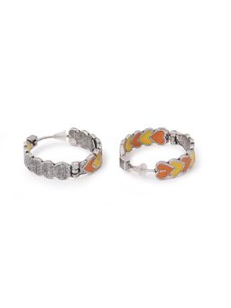 Voylla - Fashion Trendy Hoops Heart Pattern Silver Plated Orange & Yellow Brass Earrings