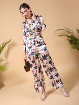 Freehand - Women Flared Floral Print Cuff Shirt with Pant Co-Ord (Set of 2)
