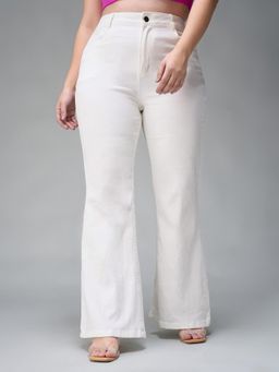 Miss Chase - A+ Curve Collection Plus Size White Bootcut High Rise Denim Jeans