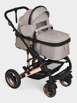 Mi Arcus - Beige Baby Stroller 2-in-1 with Carry Cot, Suspension Wheels & Storage Basket