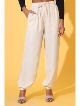 Elleven - Women Cream Solid Rayon Harem Pant