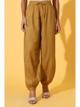 Elleven - Women Mustard Solid Rayon Harem Pant