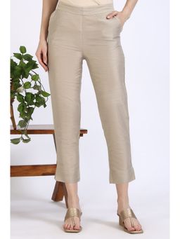 Elleven - Women Light Grey Solid Yarn Dyed Pant