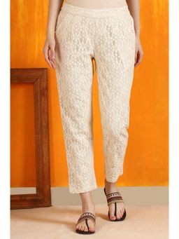 W - Cream Cotton Lace Pant