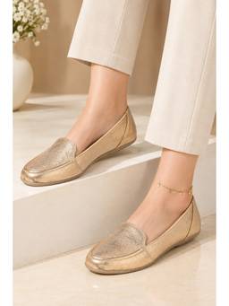 LAZERA SHOES - Women Gold Loafers Slip-On Lightweight
