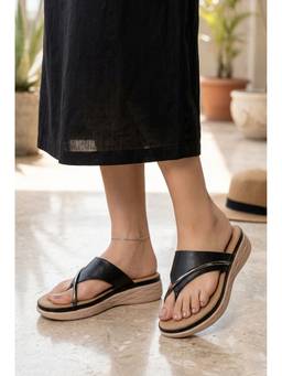 LAZERA SHOES - Women Stylish Comfortable Slip On Thong Sandals Black